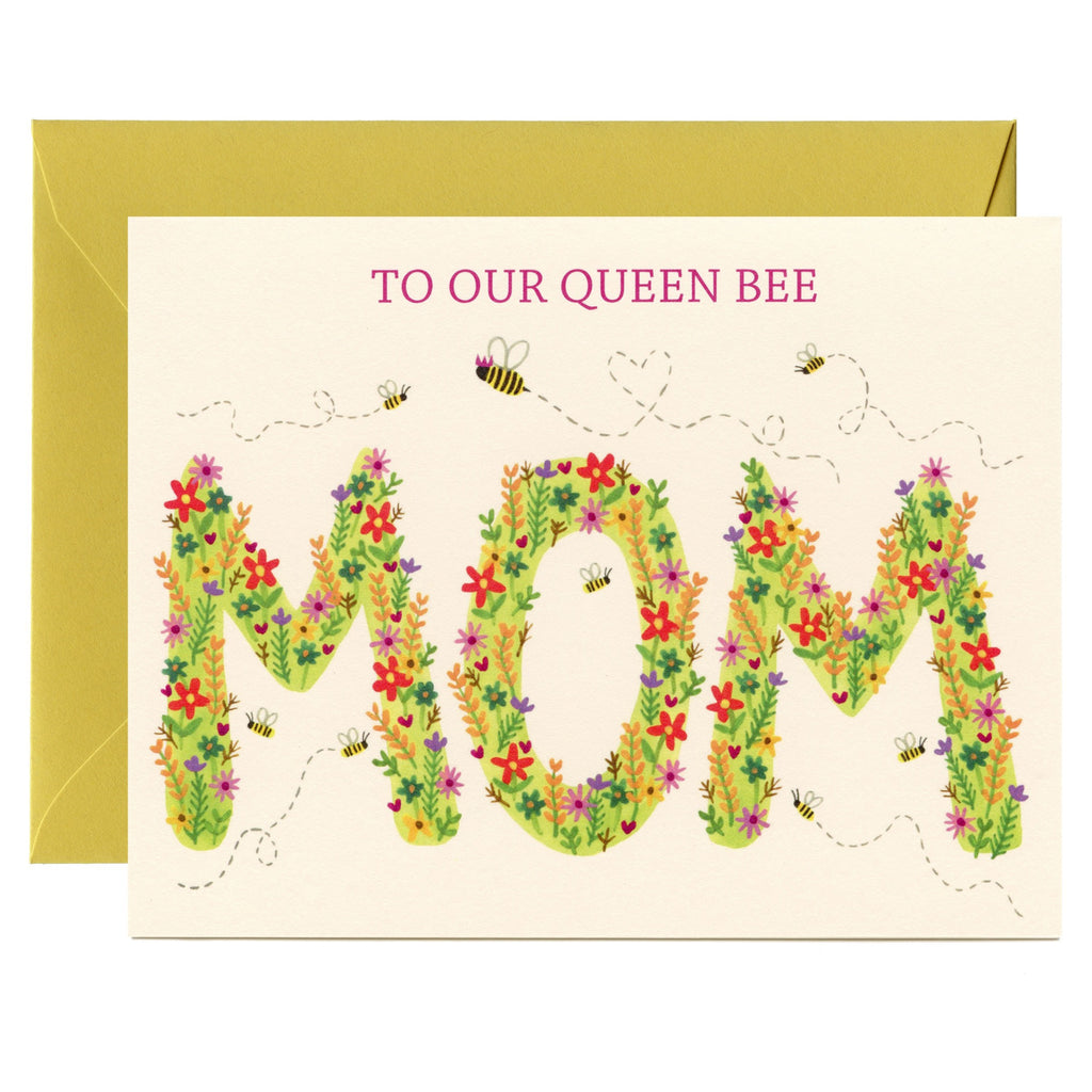 Queen Bee Floral Mom Letters Card