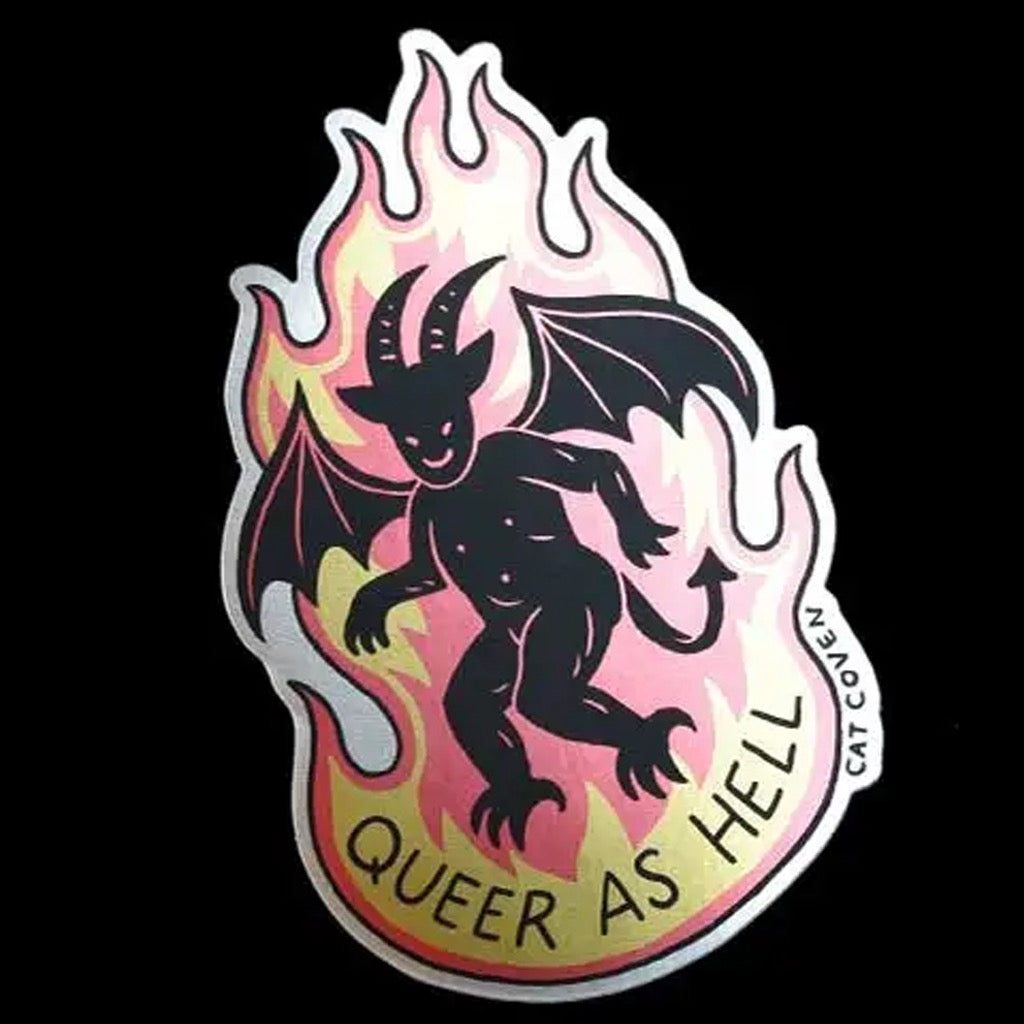 Queer As Hell Matte Mirror Sticker.