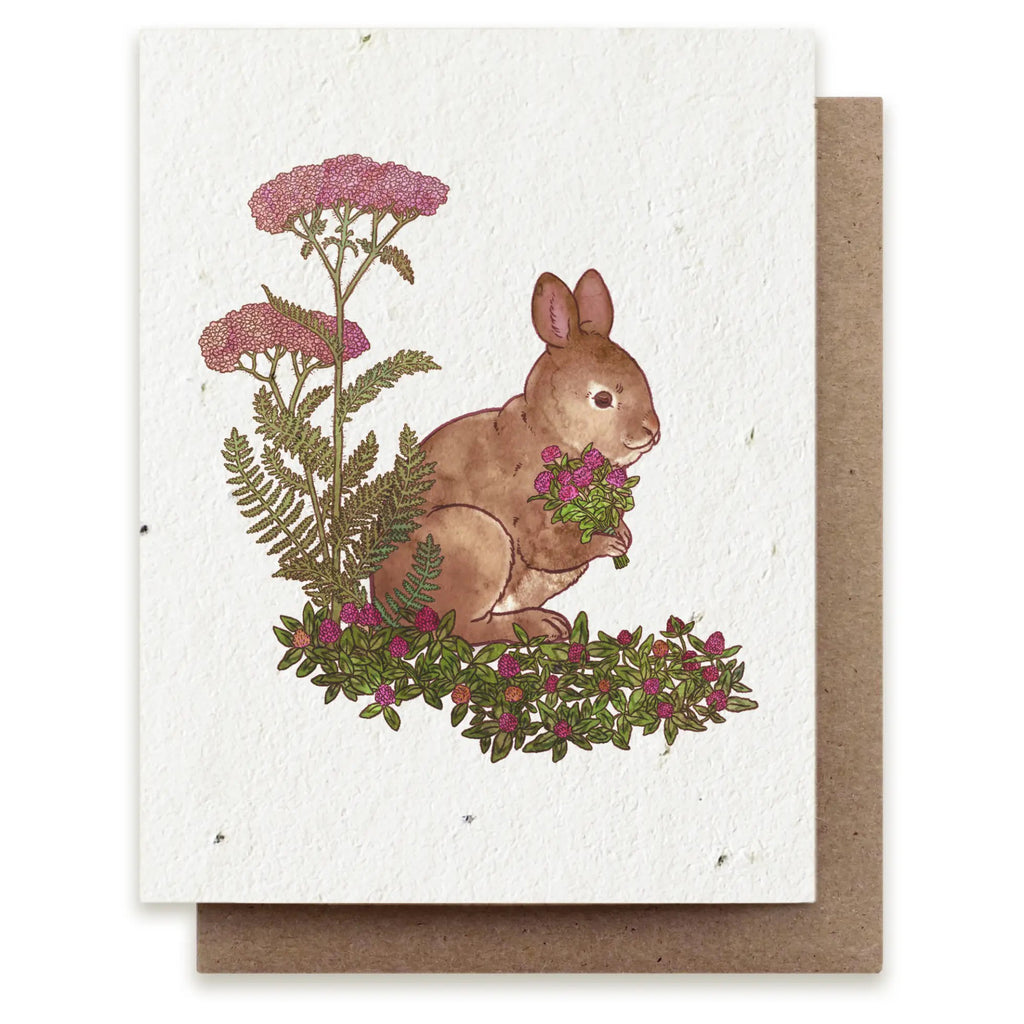 Rabbit Gathering Herbs Seed Paper Card