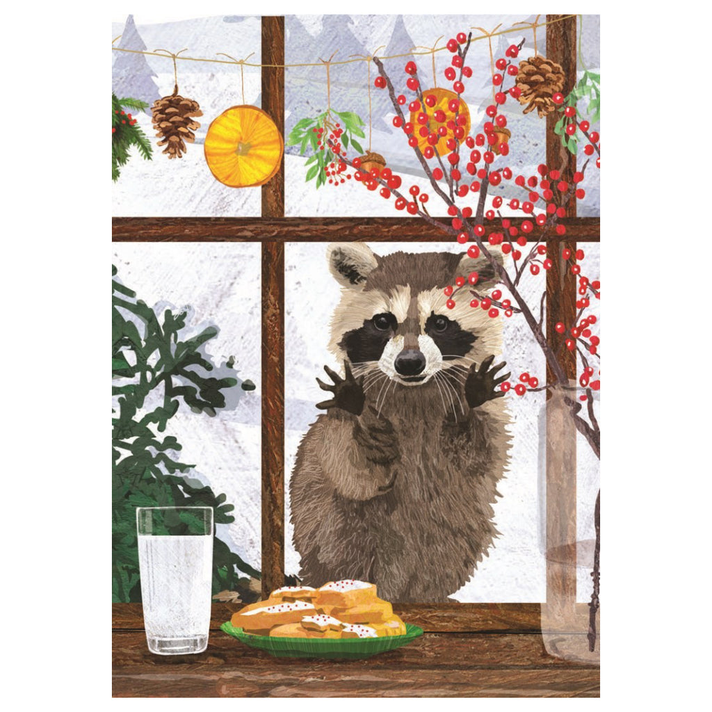 Raccoon In Window Holiday Card