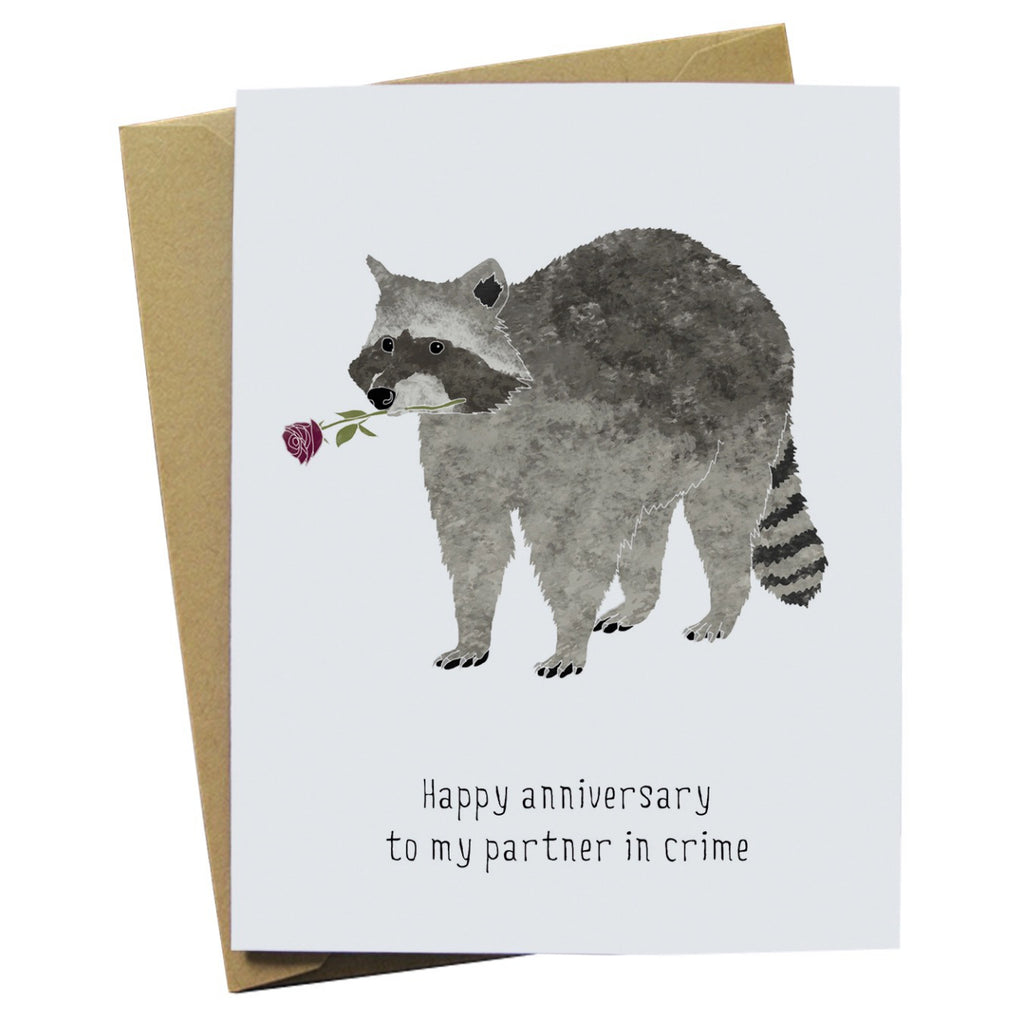 Raccoon Partner In Crime Anniversary Card