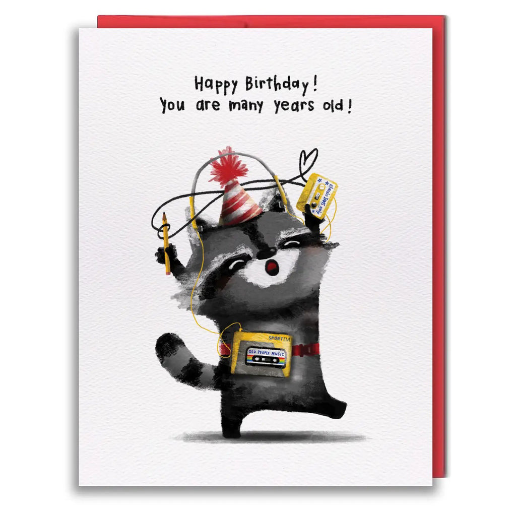 Raccoon With Walkman Birthday Card