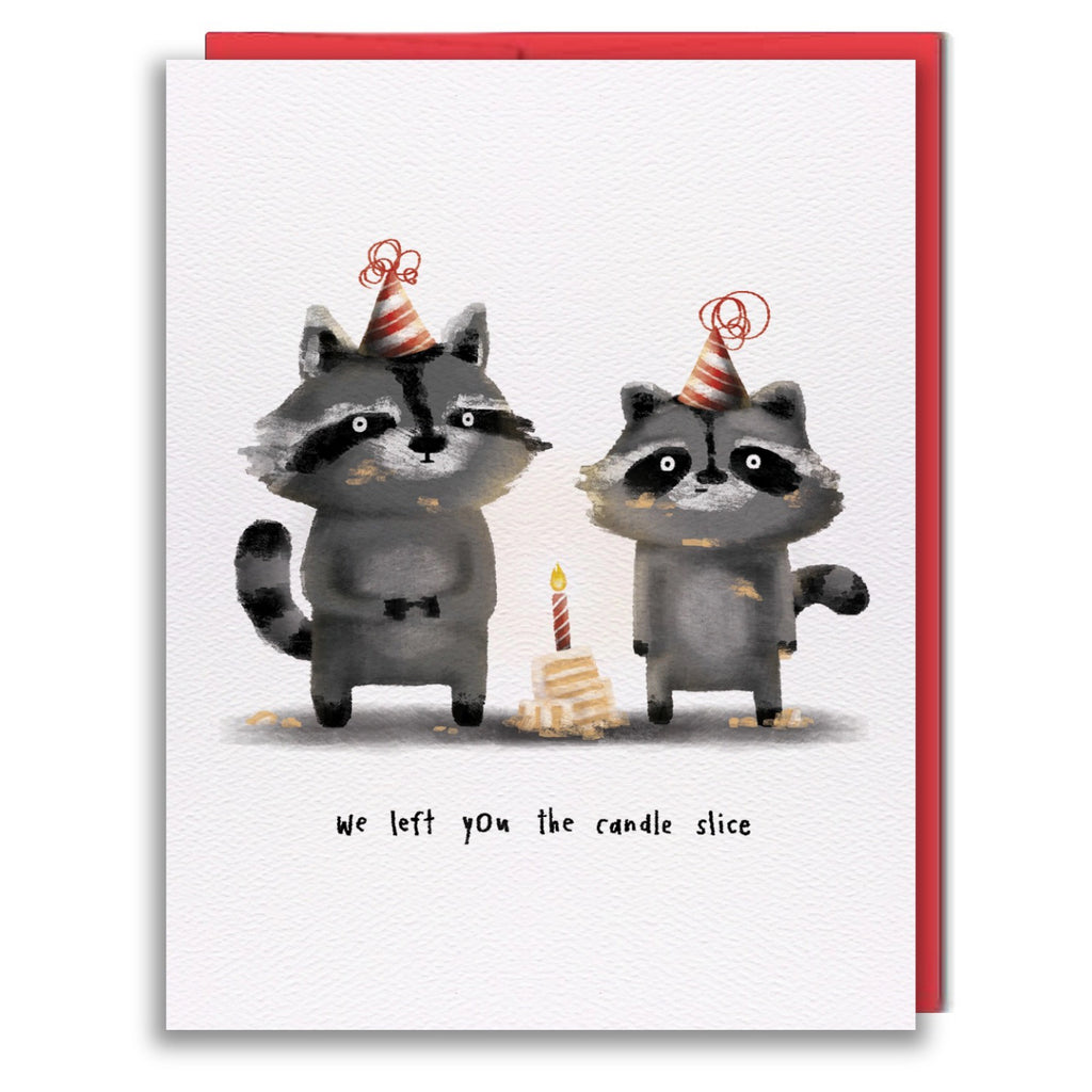 Raccoons Left The Candle Cake Slice Card