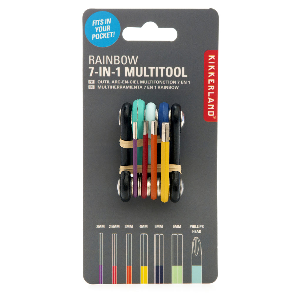 Rainbow 7-in-1 Cyclist Multitool packaging.