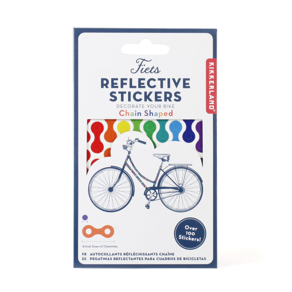 Rainbow Chain Reflective Bike Stickers packaging.