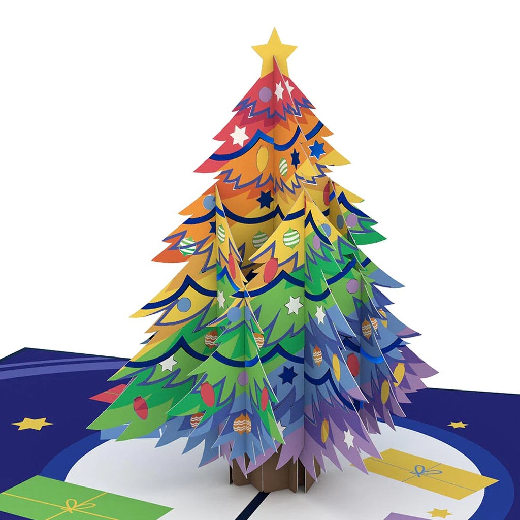 Rainbow Christmas Tree 3D Pop Up Card.