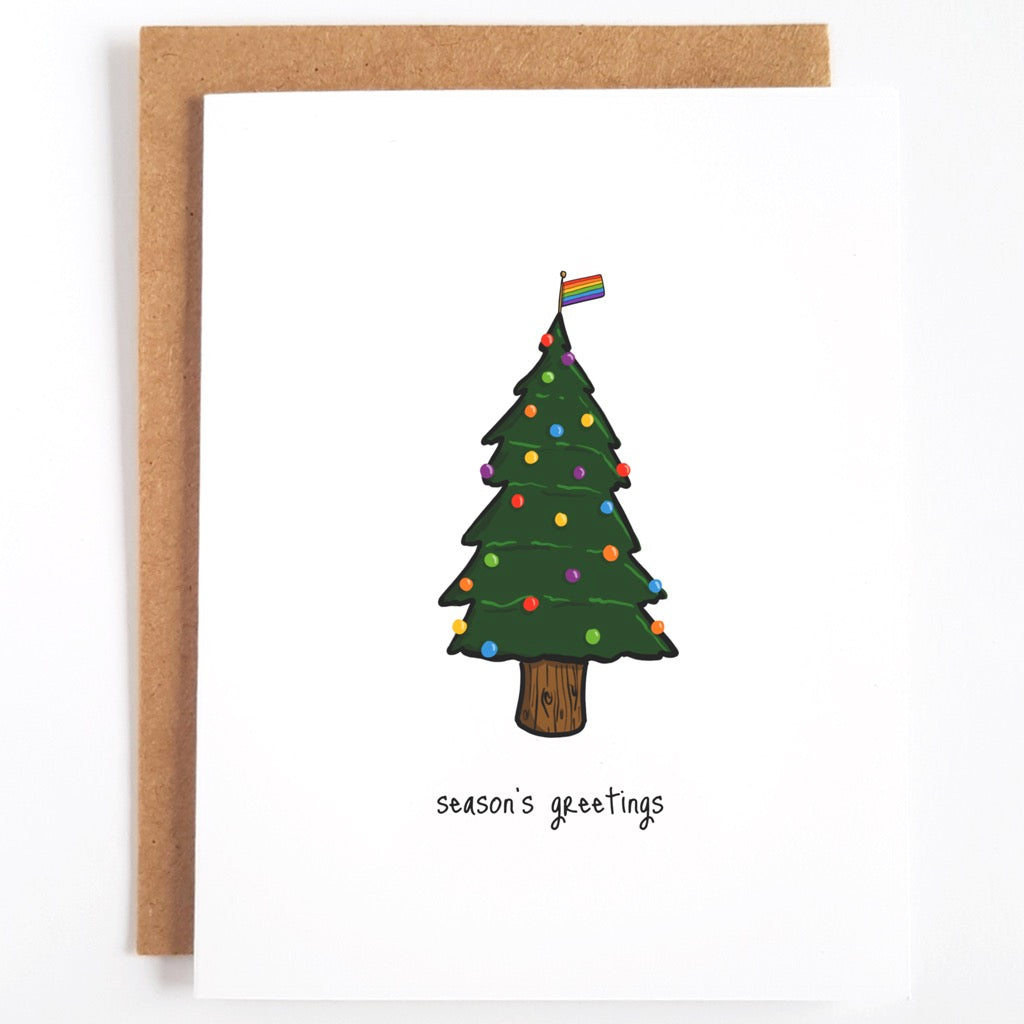 Rainbow Flag Christmas Tree Topper Card