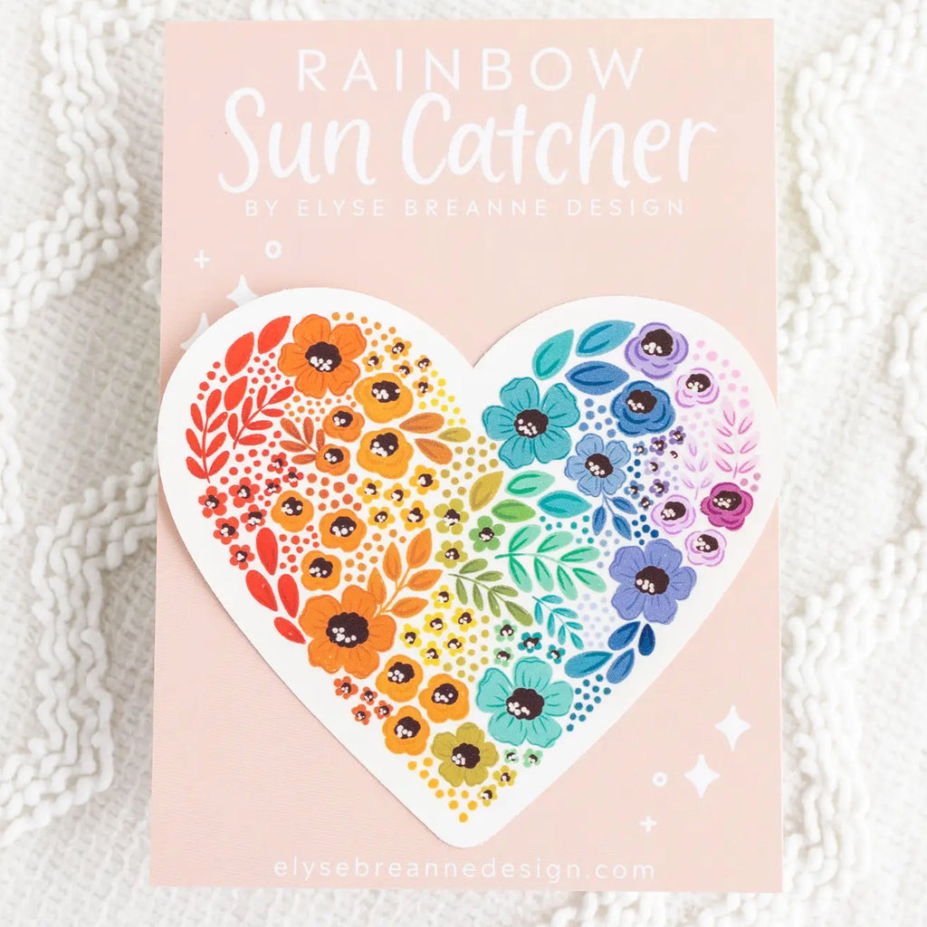 Rainbow Floral Heart Sun Catcher Window Decal packaging.