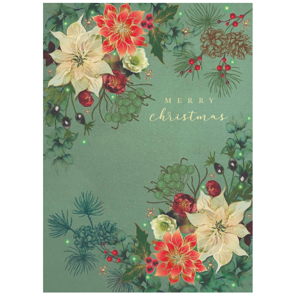 Red & White Poinsettias Boxed Christmas Cards.