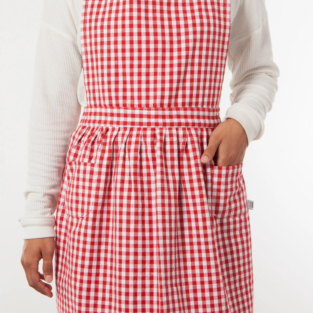 Red Gingham Classic Apron front view.