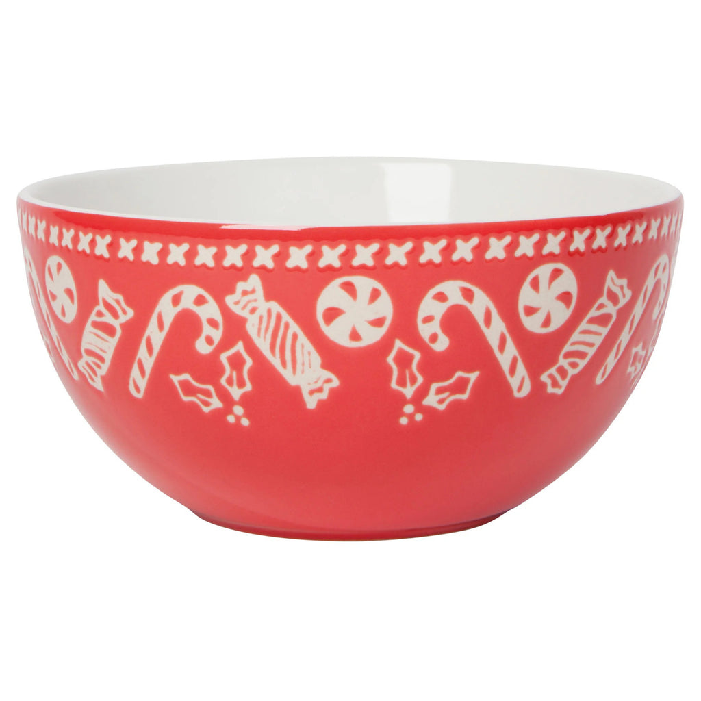 Red Holly Jolly candy bowl.