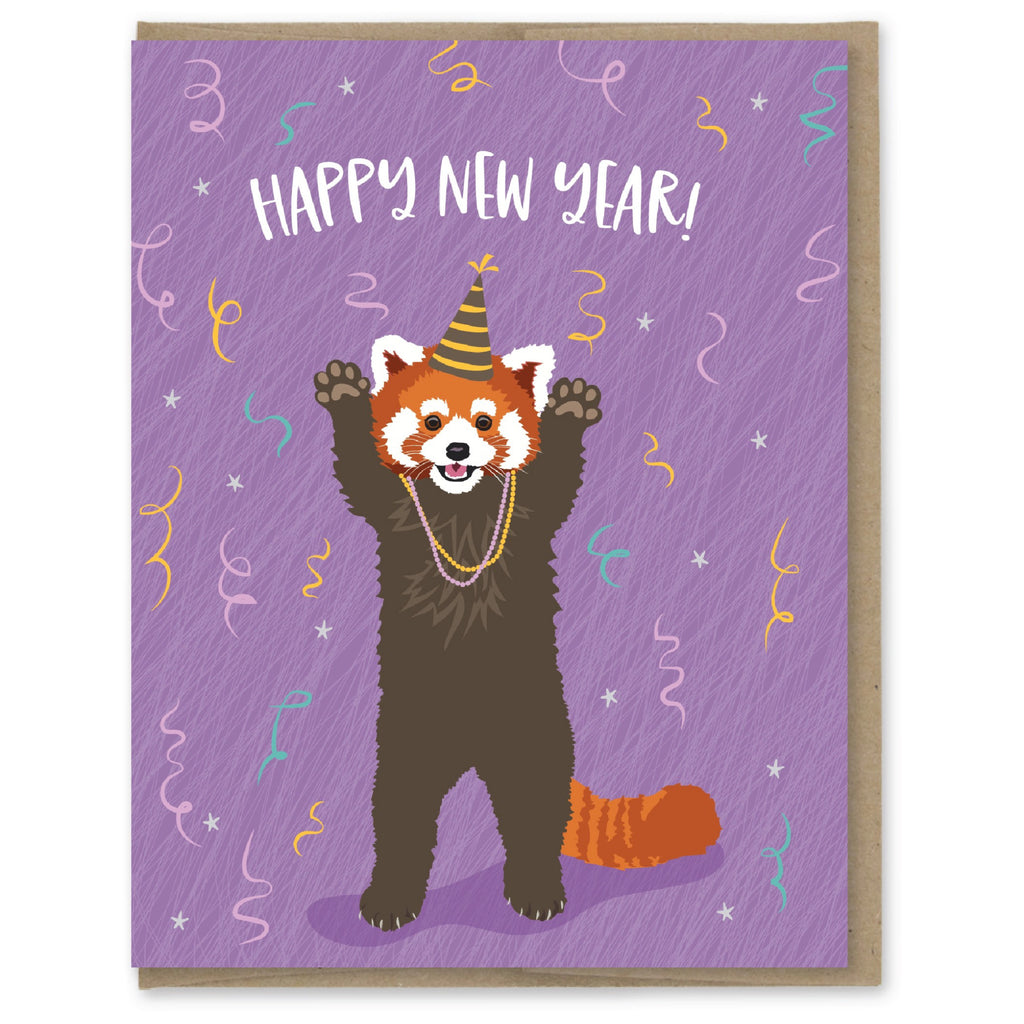Red Panda Happy New Year Card.