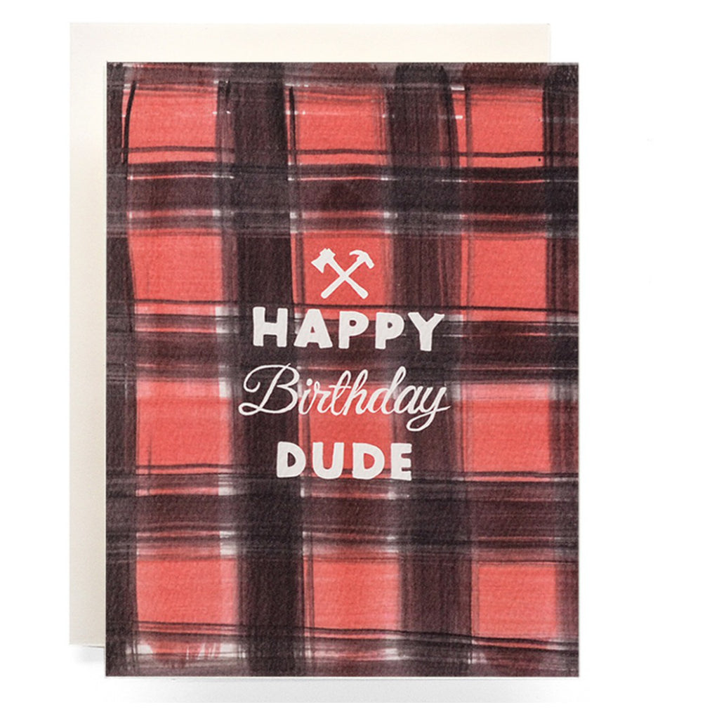 Red Plaid Dude Birthday Card