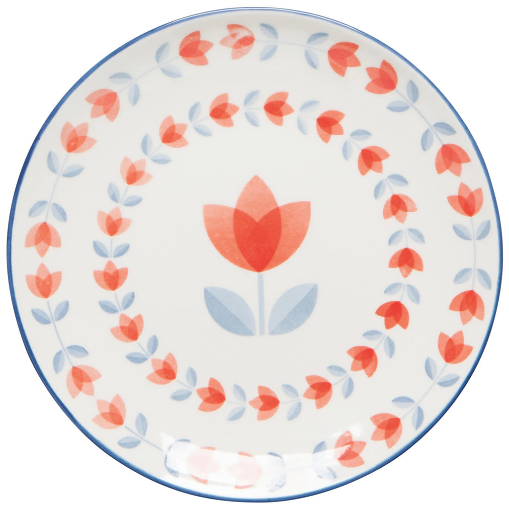 Red Tulip Stamped Appetizer Plate 6 Inch.