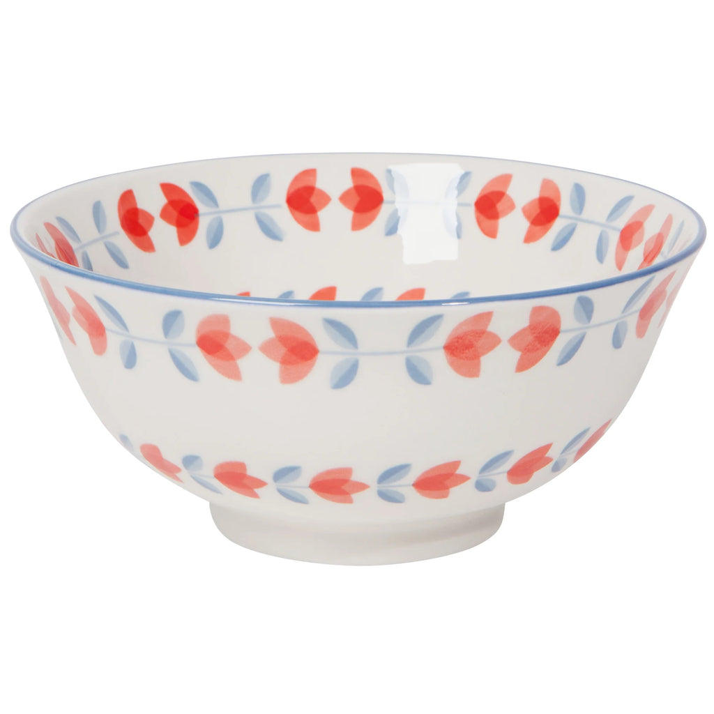 Red Tulip Stamped Bowl 6 Inch.
