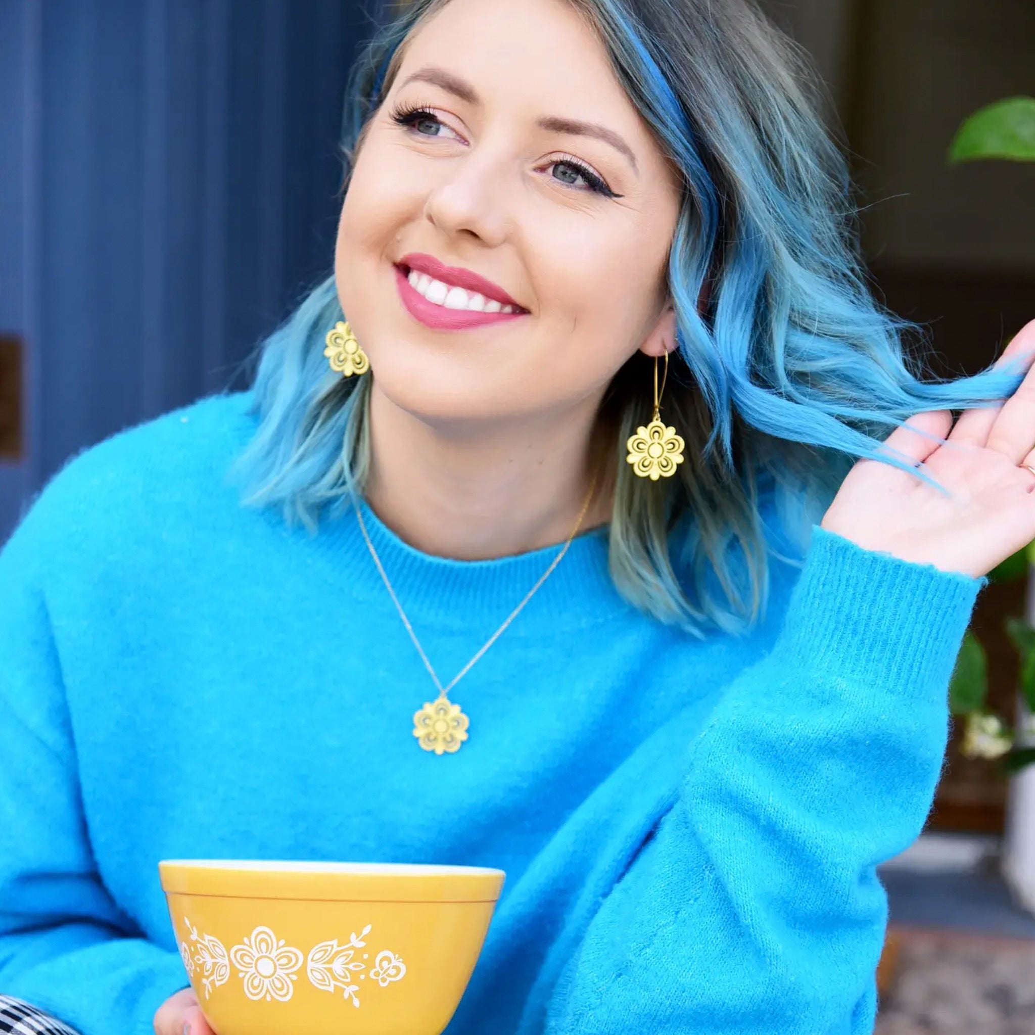 Retro Pyrex Flower Earrings Butterfly Gold Pattern | A Tea Leaf Jewelry ...