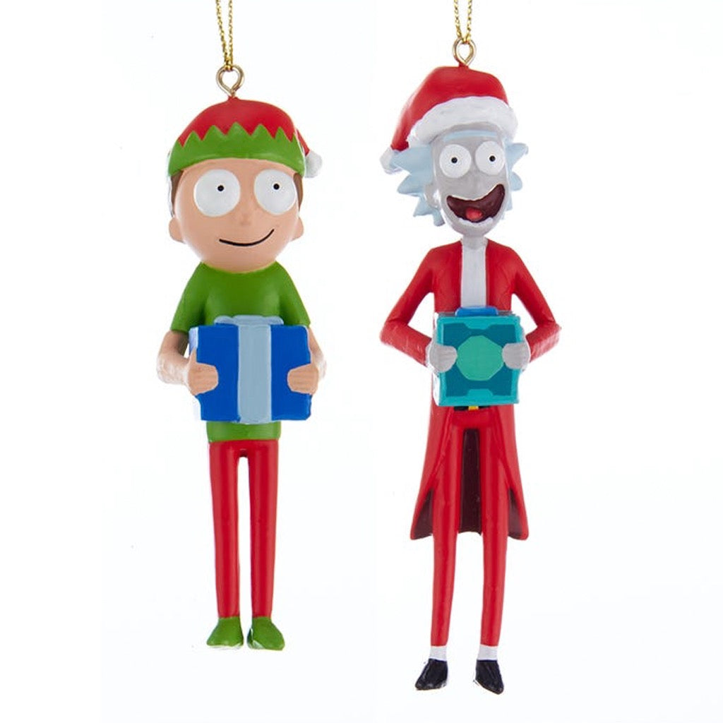 Rick  Morty With Santa Hat Ornament
