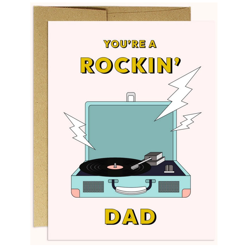 Rockin' Dad Record Player Card.