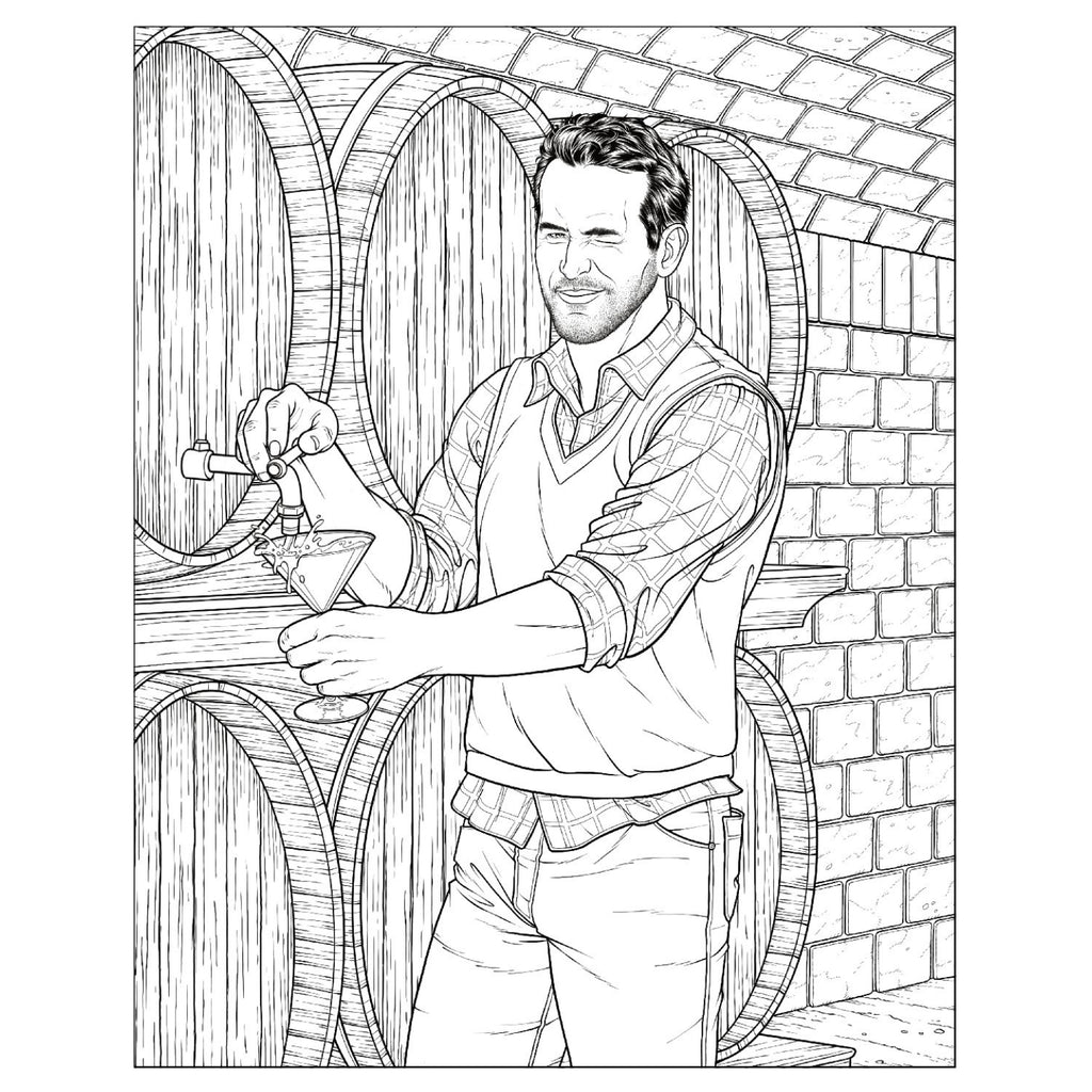 Ryan Reynolds pouring wine.