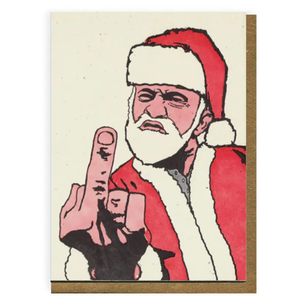 Santa Flips the Bird Card