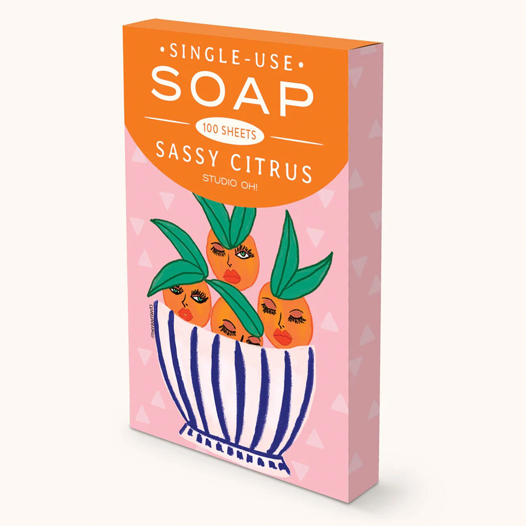 Sassy Citrus Single-Use Soap Sheets angle view.