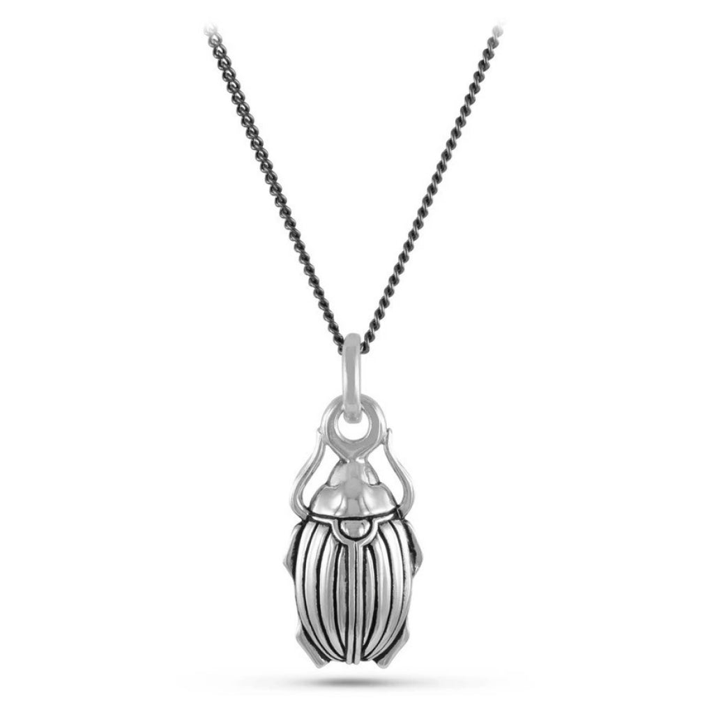Scarab Beetle Necklace Silver