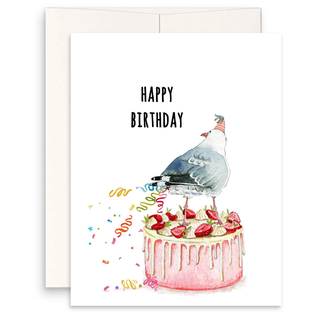Seagull Fart Cake Birthday Card.