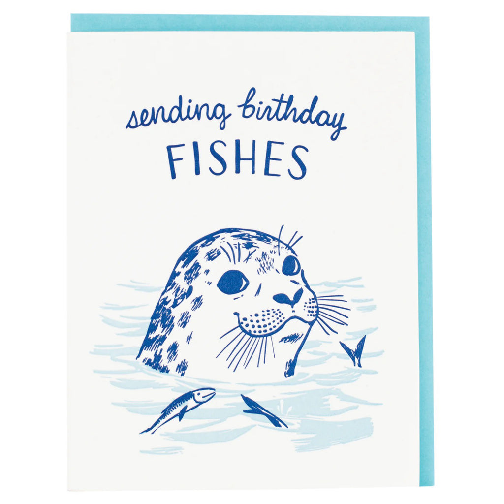 Seal Birthday Fishes Card.