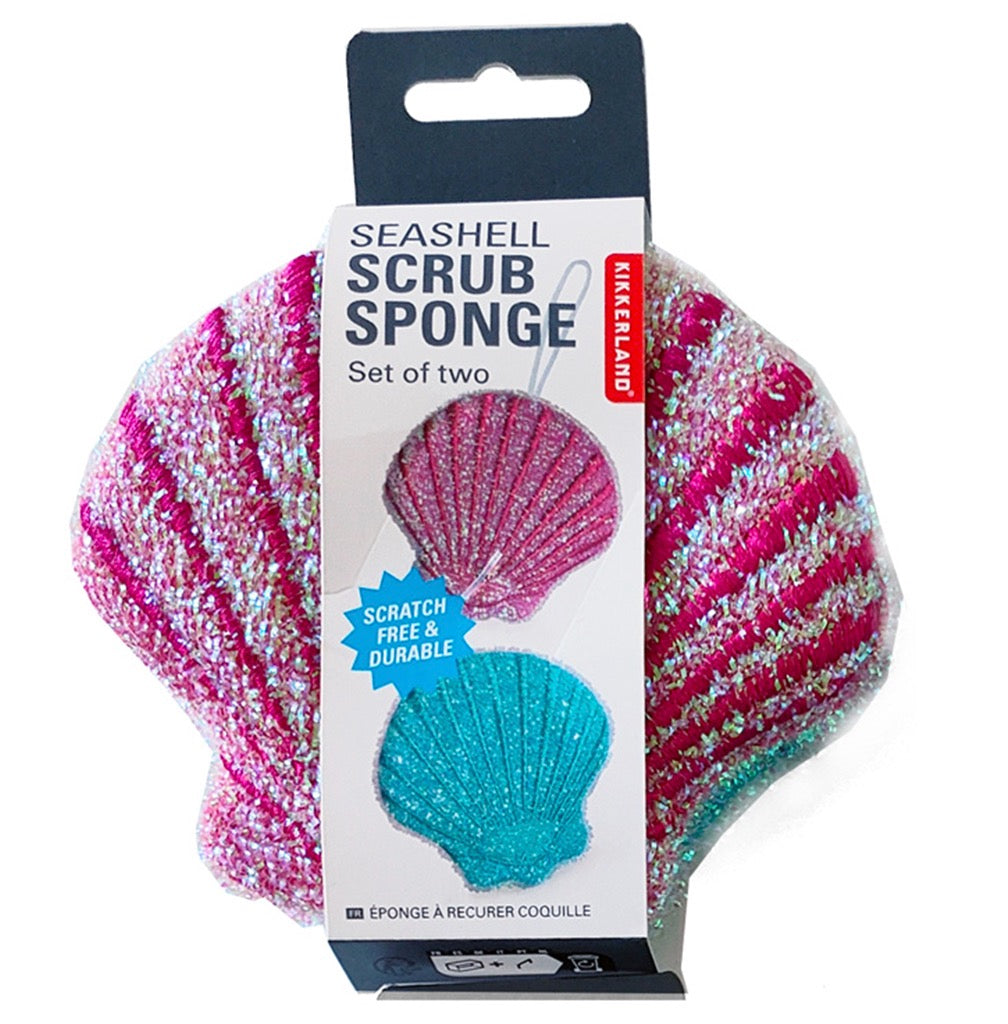 Seashell Scrub Sponges Set of 2 packaging.