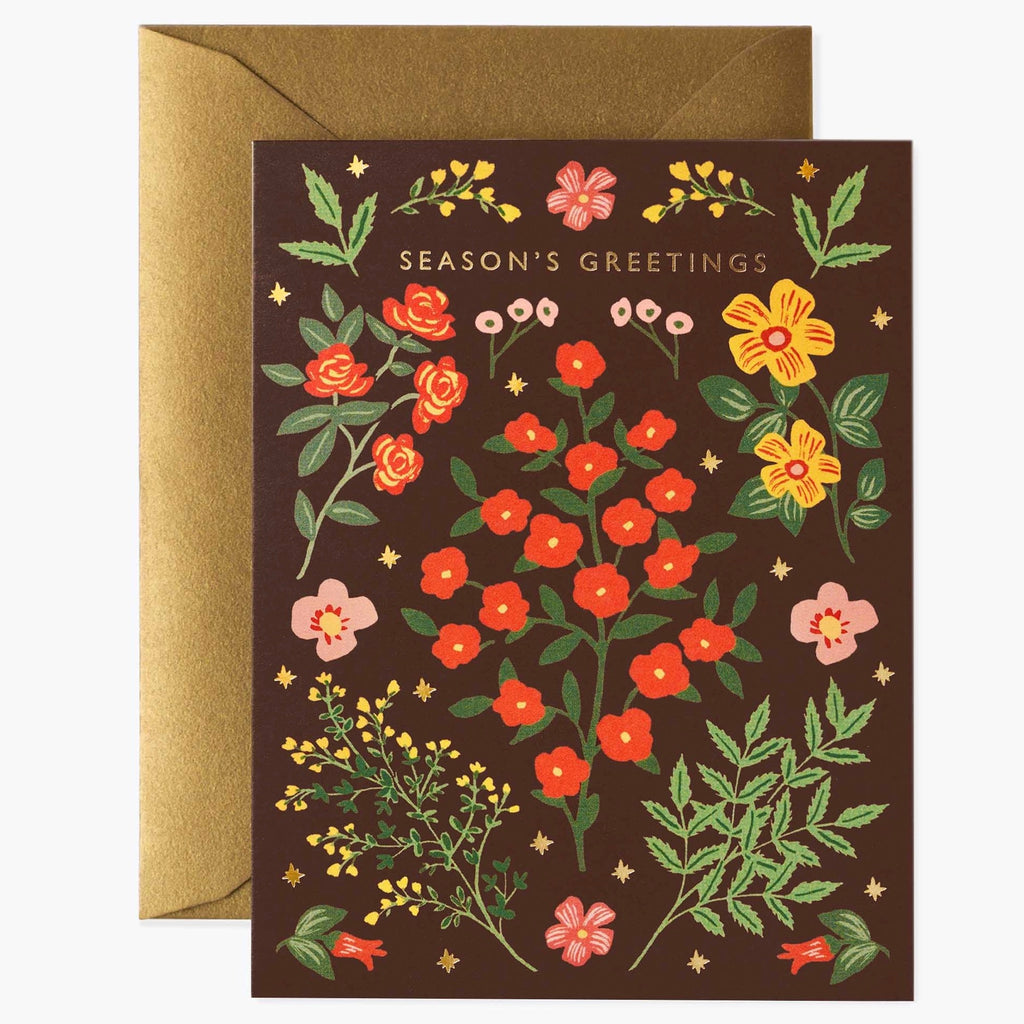 Seasons Greetings Burgundy Floral Boxed Cards