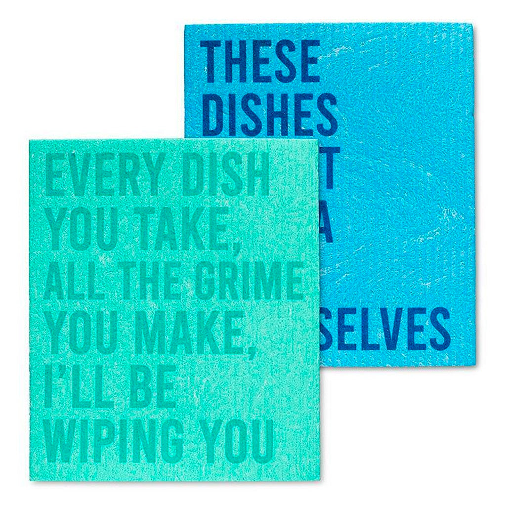 Set of 2 Funny Text Dishcloths.