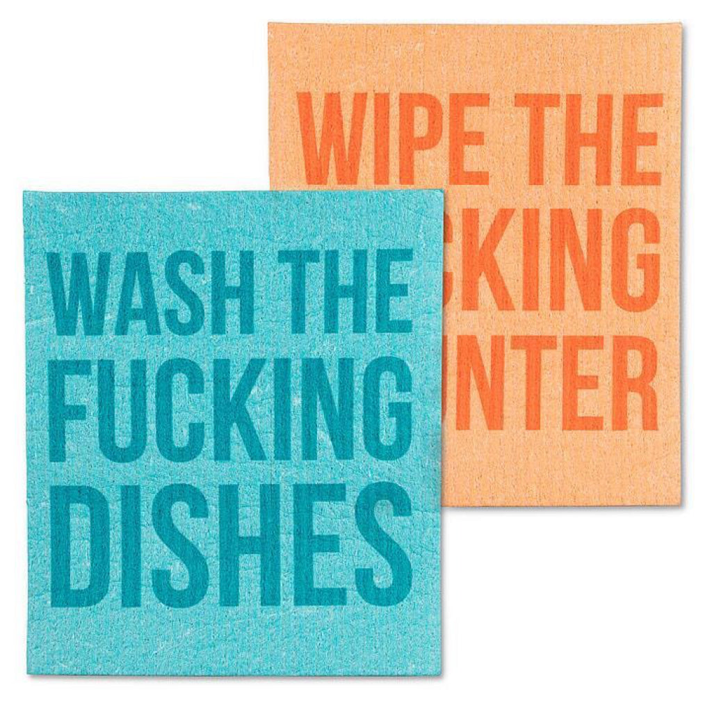 Set of 2 Wash the Dishes Dishcloths.