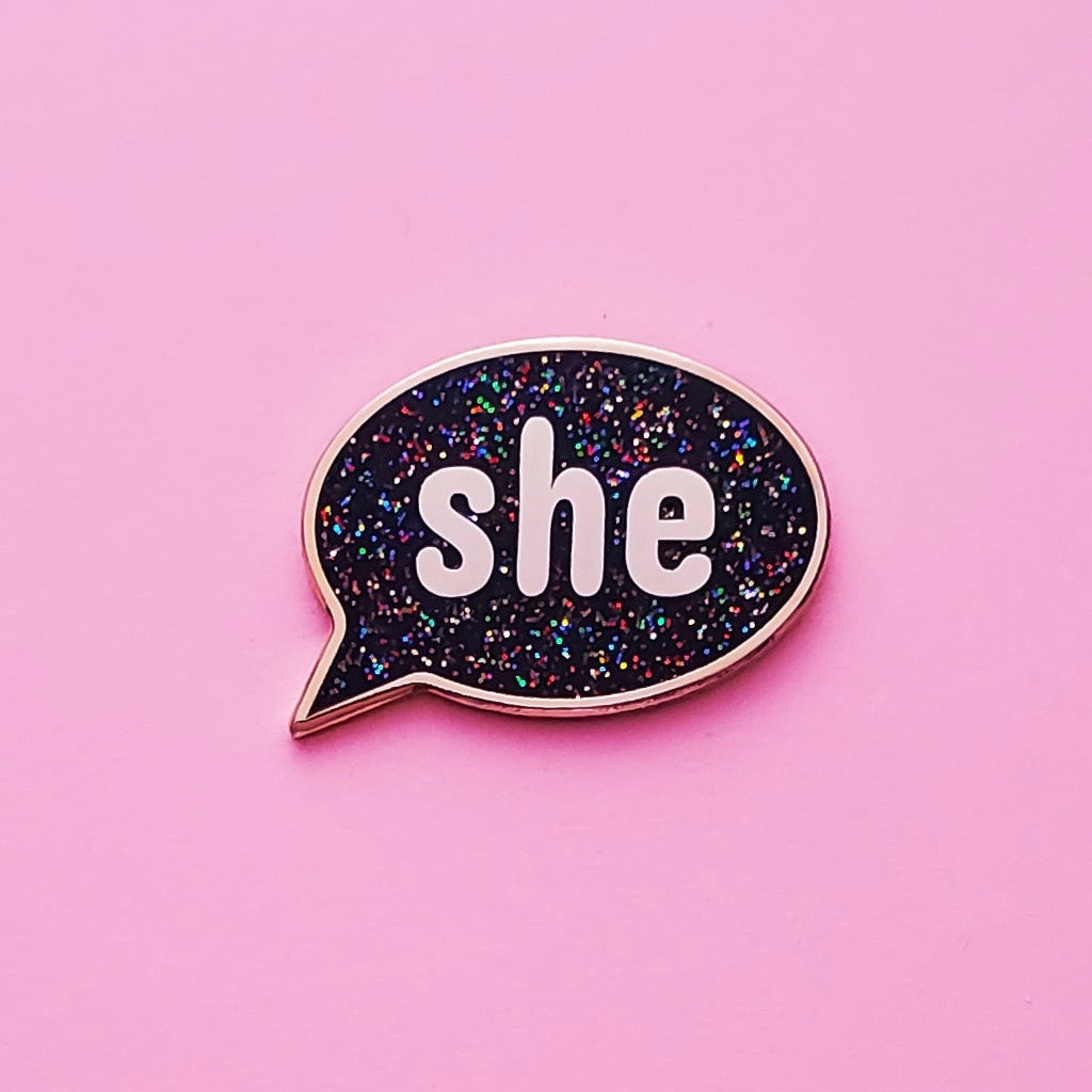 SHE Pronoun Enamel Pin