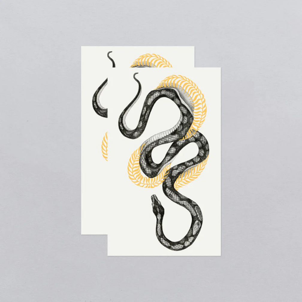 Shimmering Serpent Gold Tattoo Set of Two.