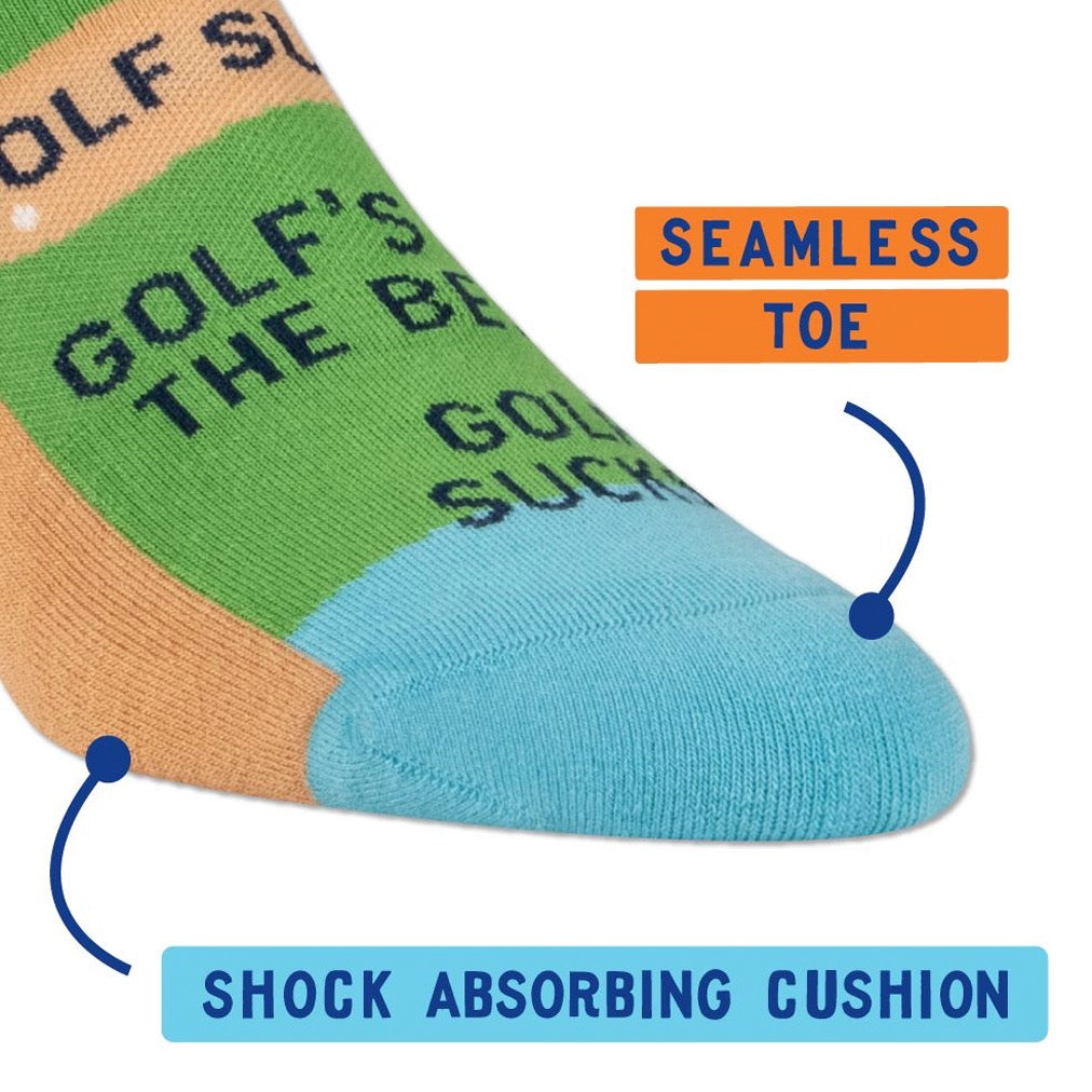 Showing seamless toe and shock aborbing cushion.