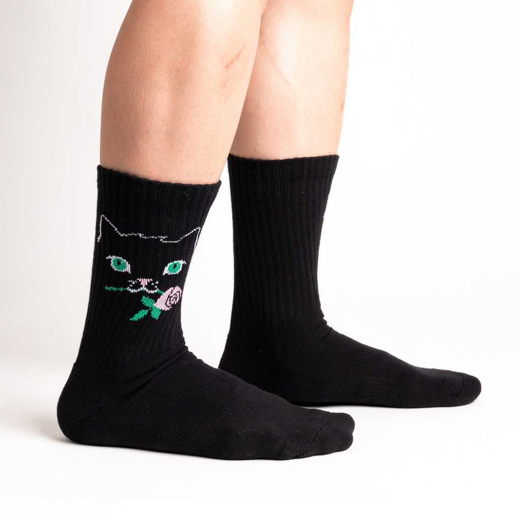 Side of Cattitude Athletic Ribbed Crew Socks.