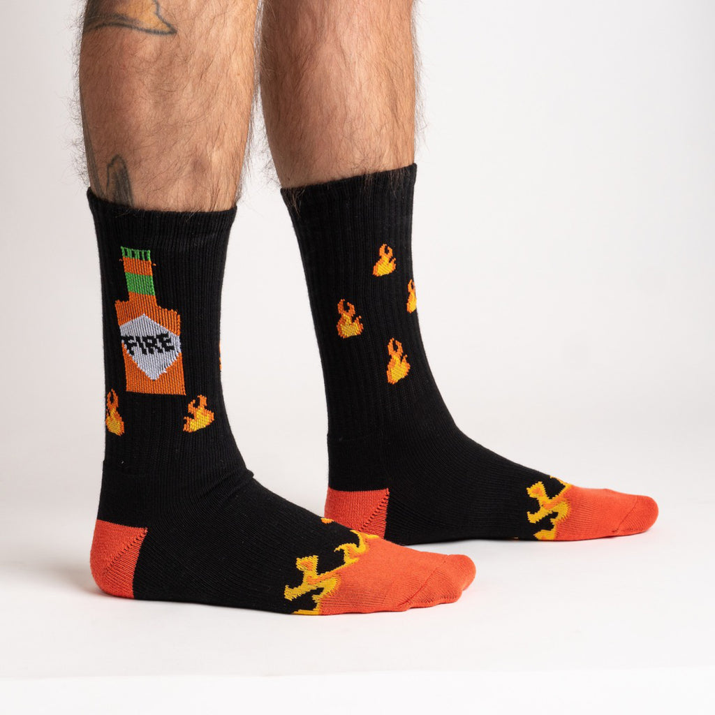 Side of Hot Sauce Fire Athletic Ribbed Crew Socks.