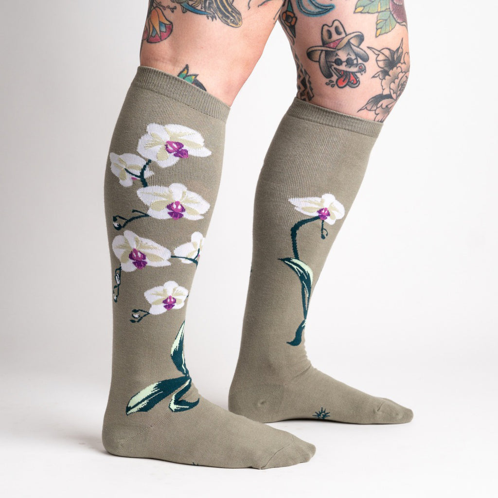 Side of Orchids Knee High Socks.