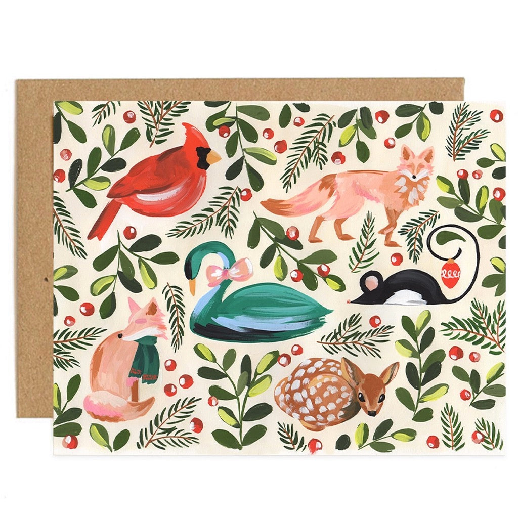 Six Holiday Animals Card
