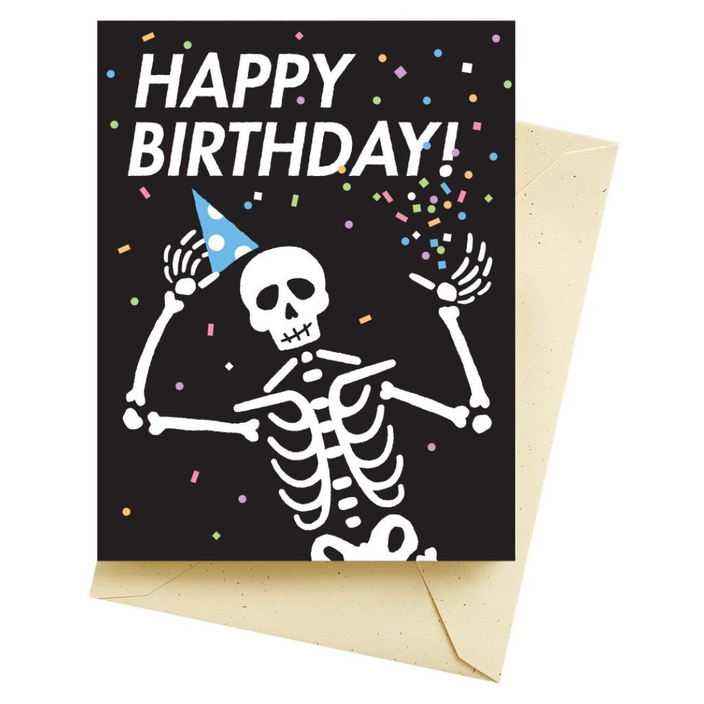 Skeleton Confetti Birthday Card.