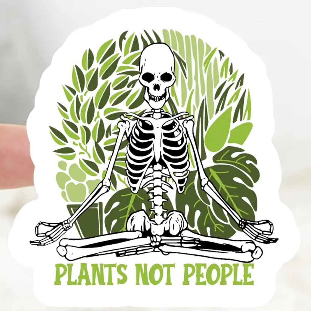 Skeleton Plants Not People Clear Sticker.