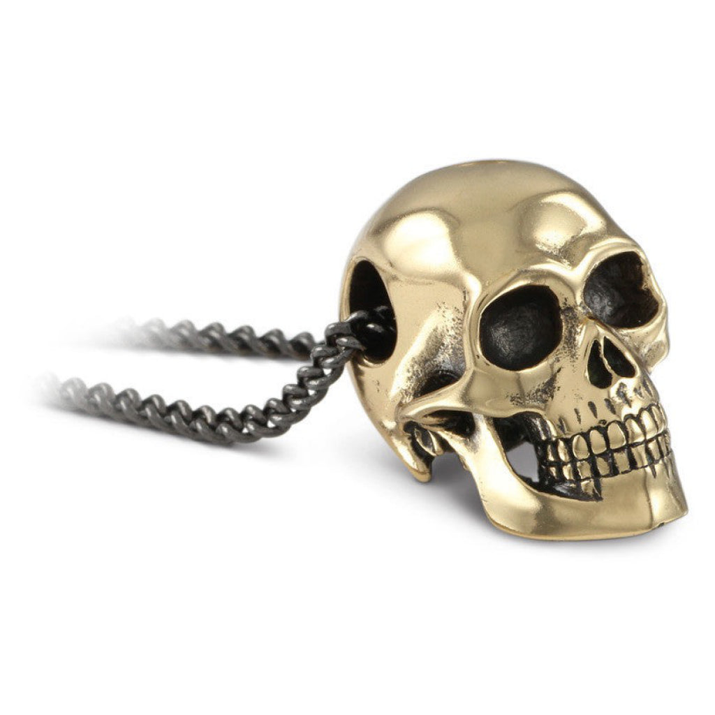 Skull Necklace Bronze Closeup