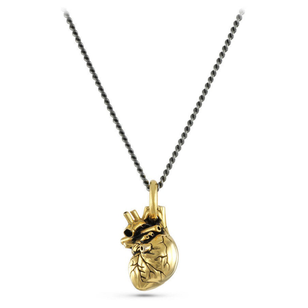 Small Anatomical Heart Necklace Gold