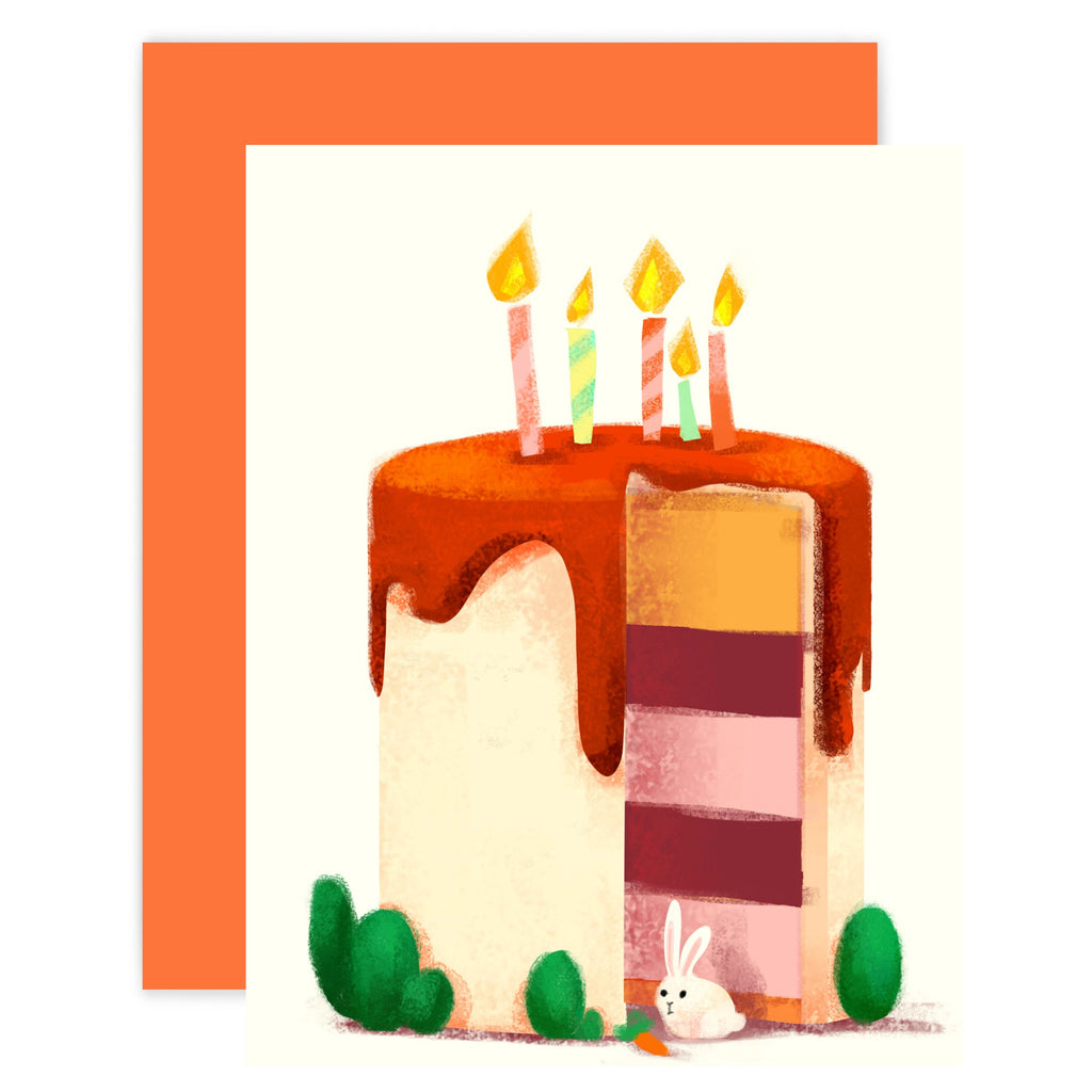 Small Bunny Big Cake Birthday Card