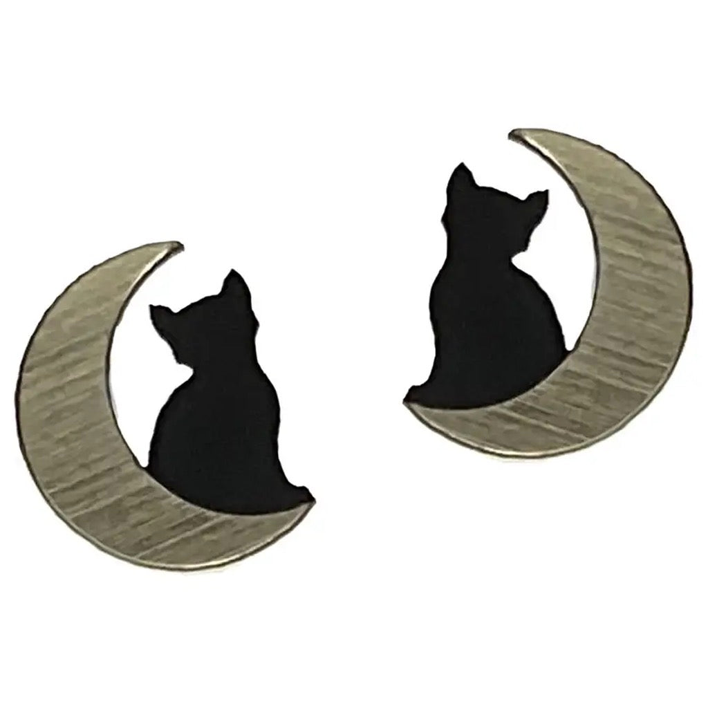 Small Cat in Moon Earrings.