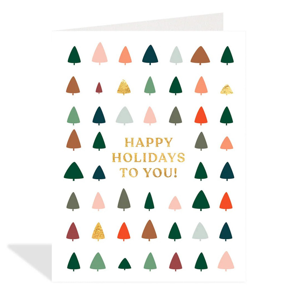 Small Colourful Trees Cello Pack of Holiday Cards