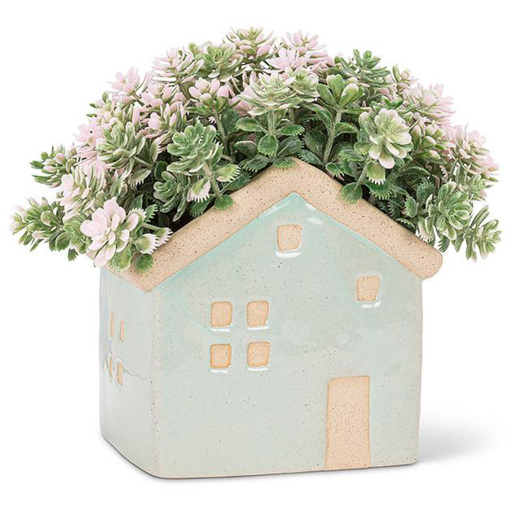 Small House Planter with flowers.