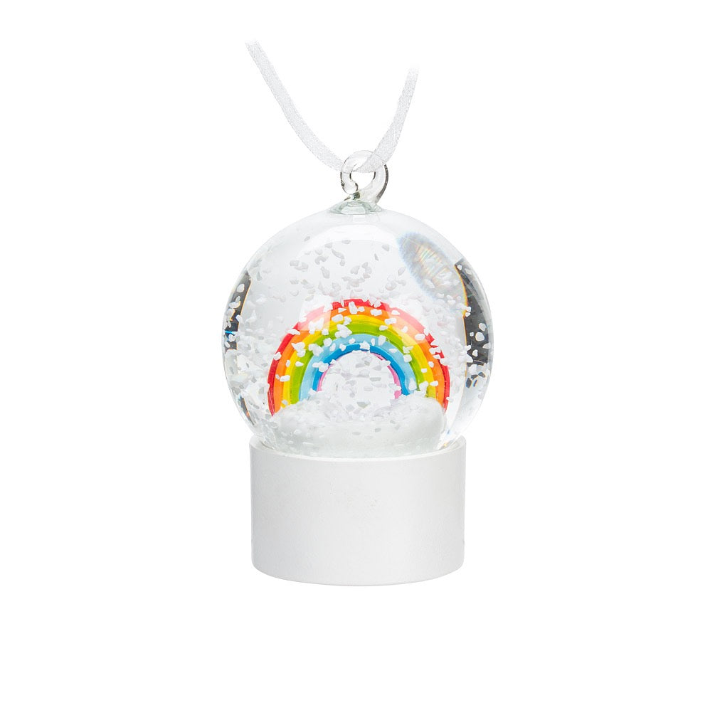 Small Rainbow Snow Globe Ornament Action Shot