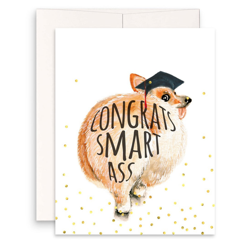 Smart Ass Corgi Graduation Card