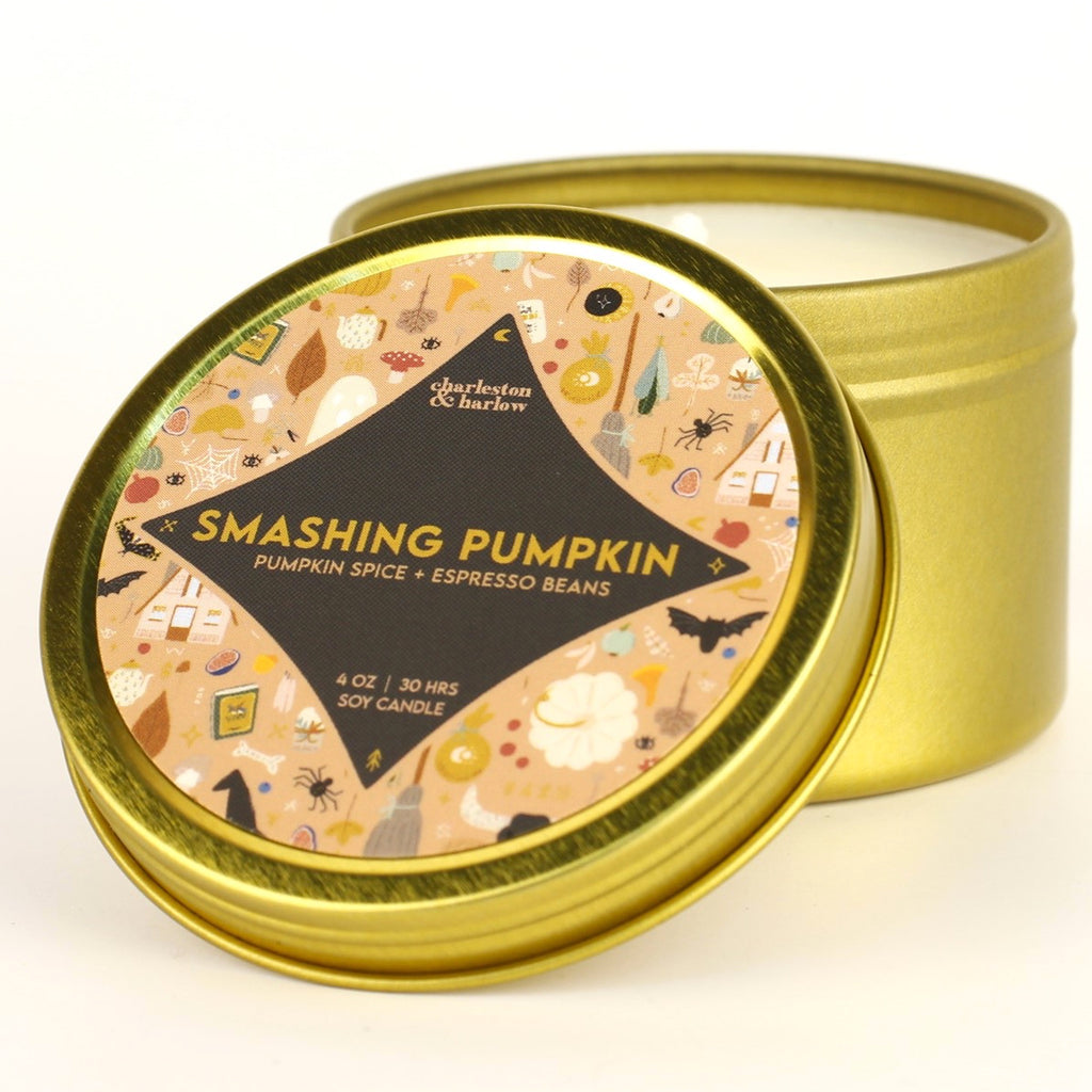 Smashing Pumpkin Soy Wax Candle Travel Tin.
